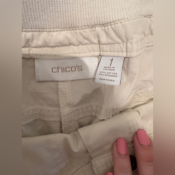 NWT Chico's Ripstop Cargo Crop Pant, Bungee Adjustable Hem, Khaki, Sz1 (8 - M) - Picture 6 of 6